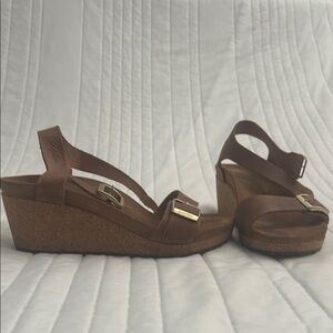 Papillio Brown Wedge Sandals with Adjustable Straps